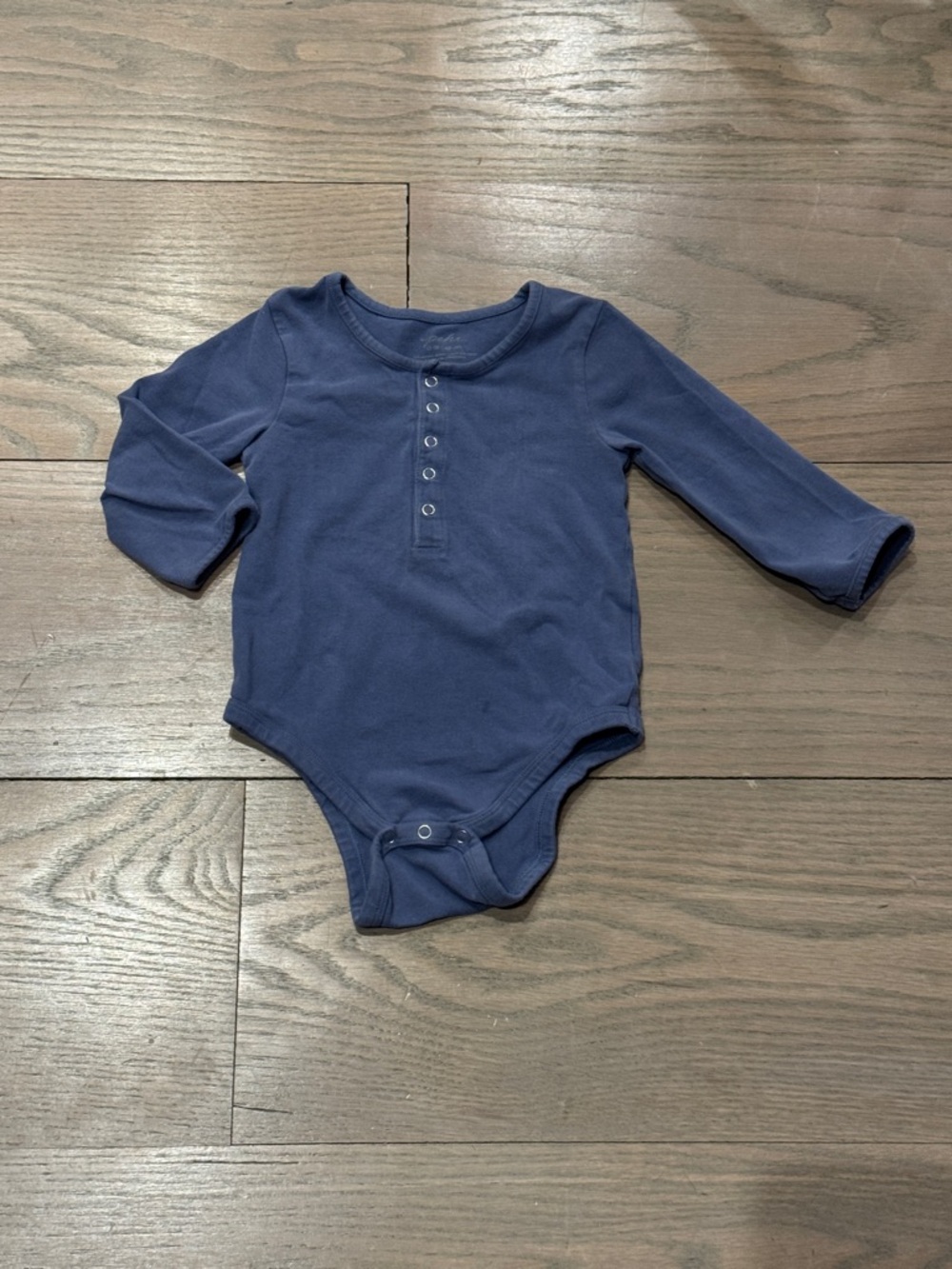 Long-Sleeve Navy Baby Bodysuit with Front Snap Placket